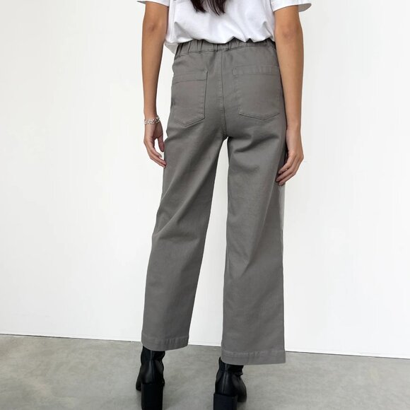 NWT Oak + Fort Cropped Twill Wide Leg Pant Pink XS - Picture 5 of 5